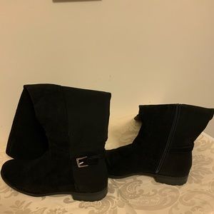 Liz Claiborne Black Microsuede High Knee Boots